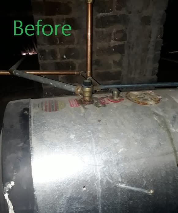 Old geyser without drip tray