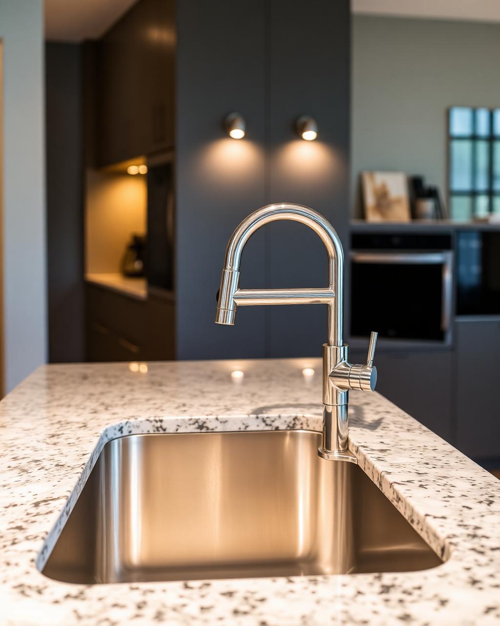 Modern kitchen sink and tap